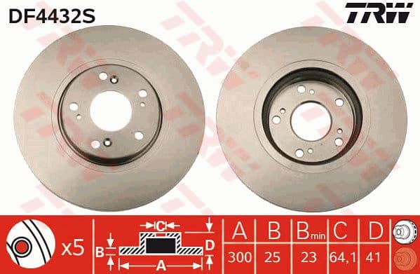 Brake Disc TRW SINGLE DF4432S