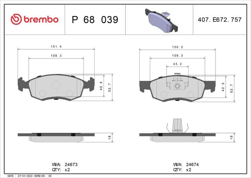 Brake Pad Set, disc brake PRIME LINE P 68 039 - image 3