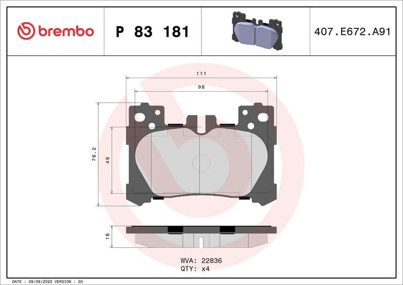 Brake Pad Set, disc brake PRIME LINE P83181 - image 3