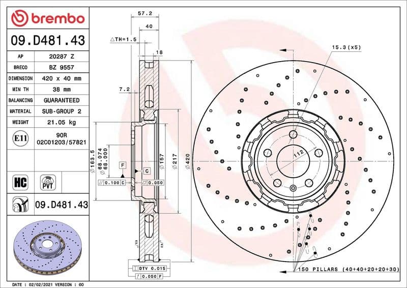 Brake Disc PRIME LINE - Dual Cast 09.D481.43 - image 2