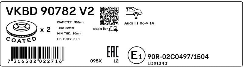 Brake Disc VKBD 90782 V2 - image 3