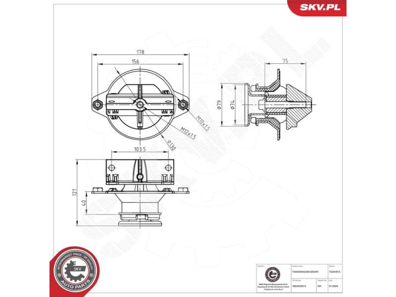 Mounting, automatic transmission 75SKV815