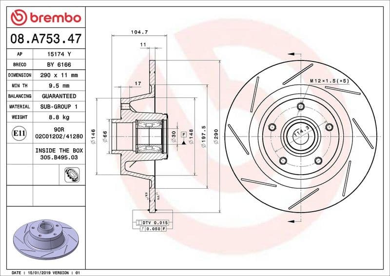 Brake Disc PRIME LINE - With Bearing Kit 08.A753.47 - image 2