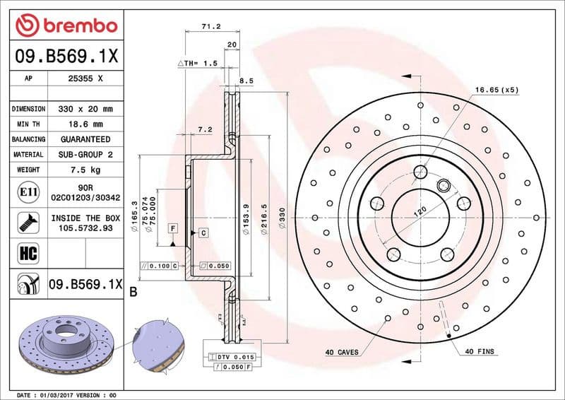Brake Disc XTRA LINE - Xtra 09.B569.1X - image 2
