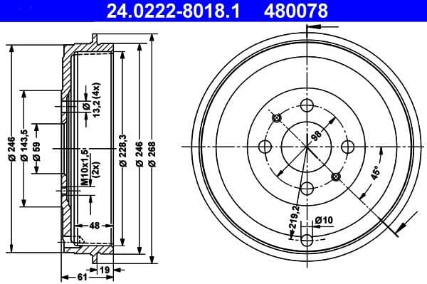 Brake Drum 24.0222-8018.1 - image 2