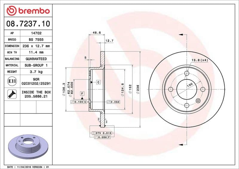 Brake Disc PRIME LINE 08.7237.10 - image 3