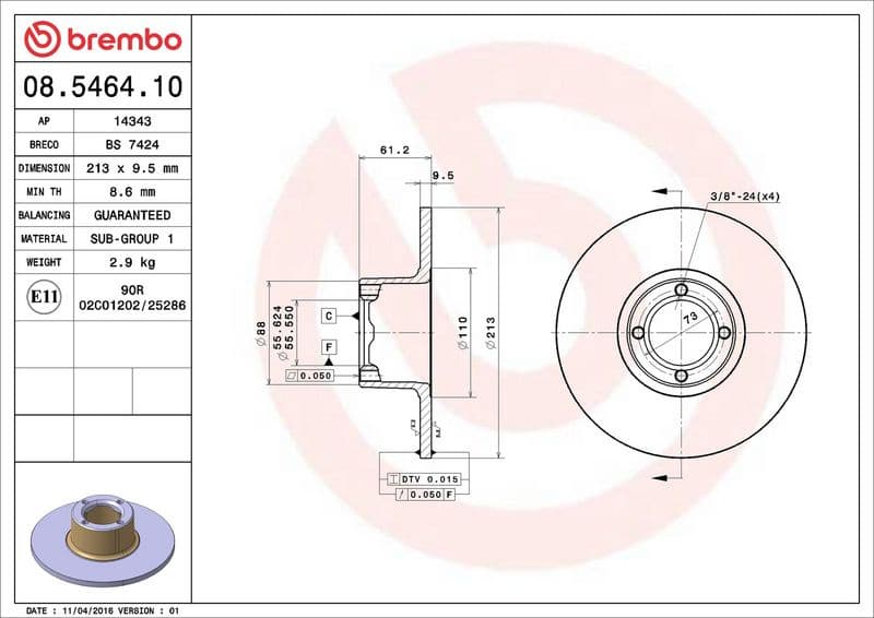 Brake Disc PRIME LINE 08.5464.10 - image 3