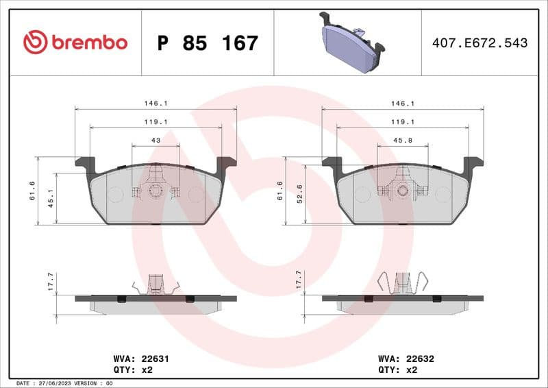 Brake pads front, Top Quality P85167 - image 3