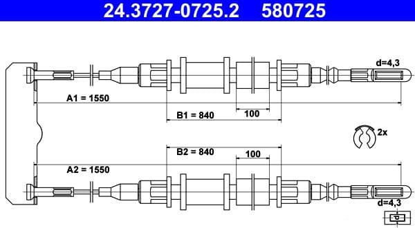 Cable Pull, parking brake 24.3727-0725.2 - image 2