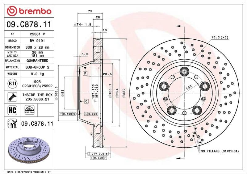 Brake Disc PRIME LINE - UV Coated 09.C878.11 - image 3