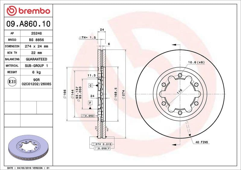 Brake Disc PRIME LINE 09.A860.10 - image 3