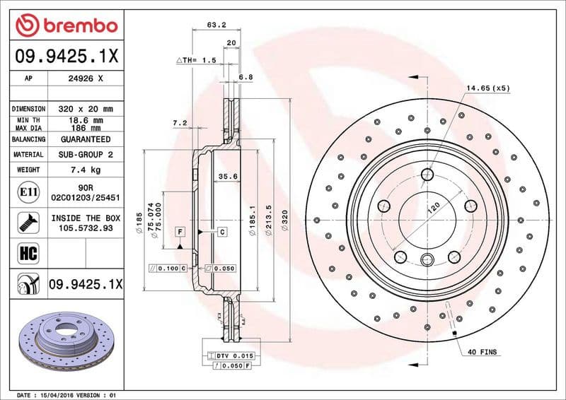 Brake Disc XTRA LINE - Xtra 09.9425.1X - image 3