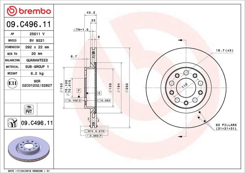 Brake Disc PRIME LINE - UV Coated 09.C496.11 - image 2