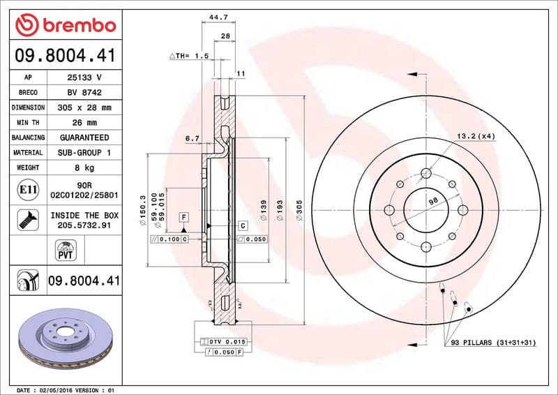 Brake Disc PRIME LINE - UV Coated 09.8004.41 - image 3