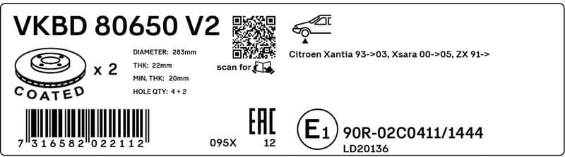 Brake Disc VKBD 80650 V2 - image 3