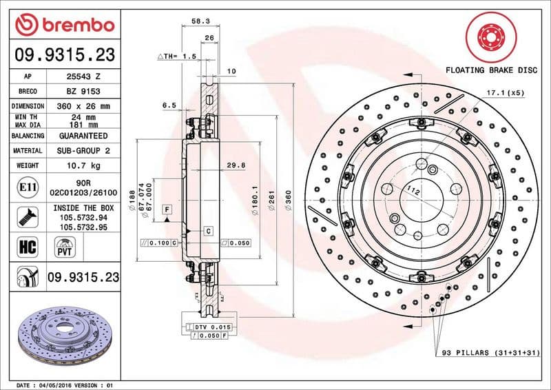 Brake Disc PRIME LINE - Floating 09.9315.23 - image 3