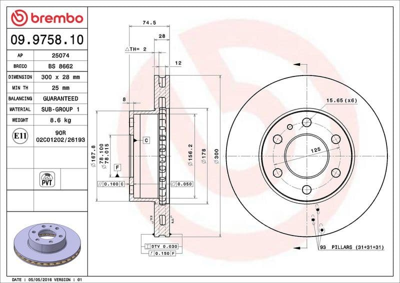 Brake discs kit front (2pcs), Top Quality 09.9758.10 - image 3