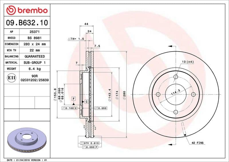 Brake Disc PRIME LINE 09.B632.10 - image 3