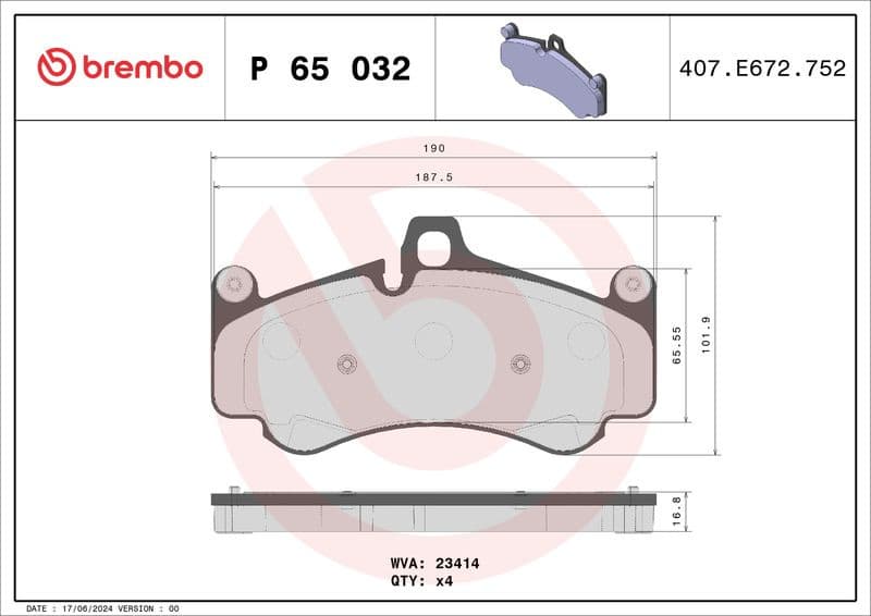 Brake Pad Set, disc parking brake PRIME LINE P65032 - image 3