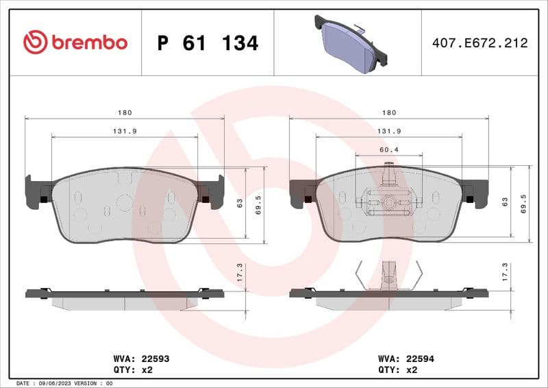 Brake Pad Set, disc brake PRIME LINE P61134 - image 2