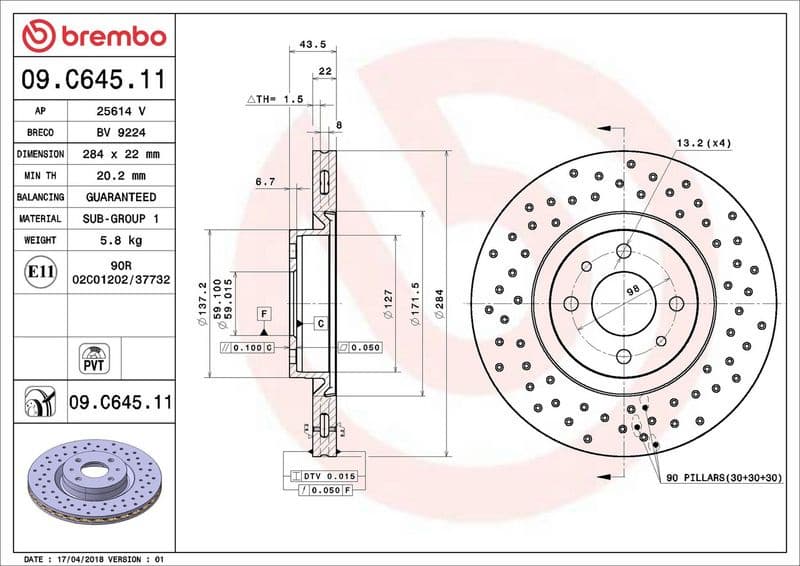 Brake Disc PRIME LINE - UV Coated 09.C645.11 - image 2