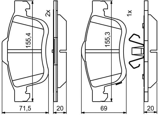 Brake Pad Set, disc brake 0986494801 - image 2
