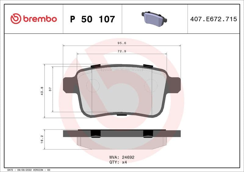 Brake Pad Set, disc brake PRIME LINE P50107 - image 3