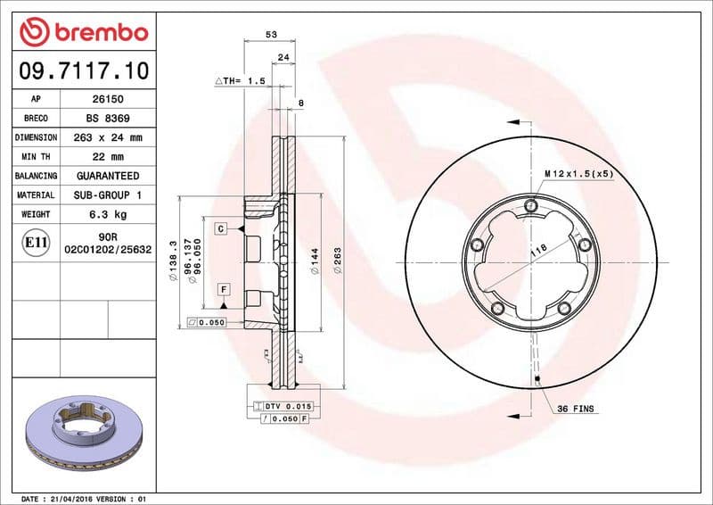 Brake Disc PRIME LINE 09.7117.10 - image 3
