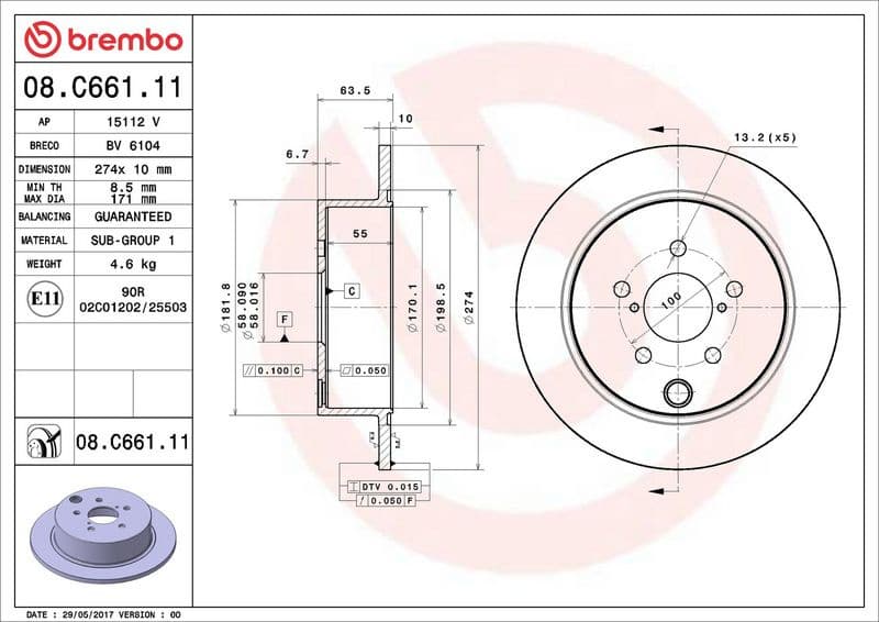 Brake Disc PRIME LINE - UV Coated 08.C661.11 - image 2