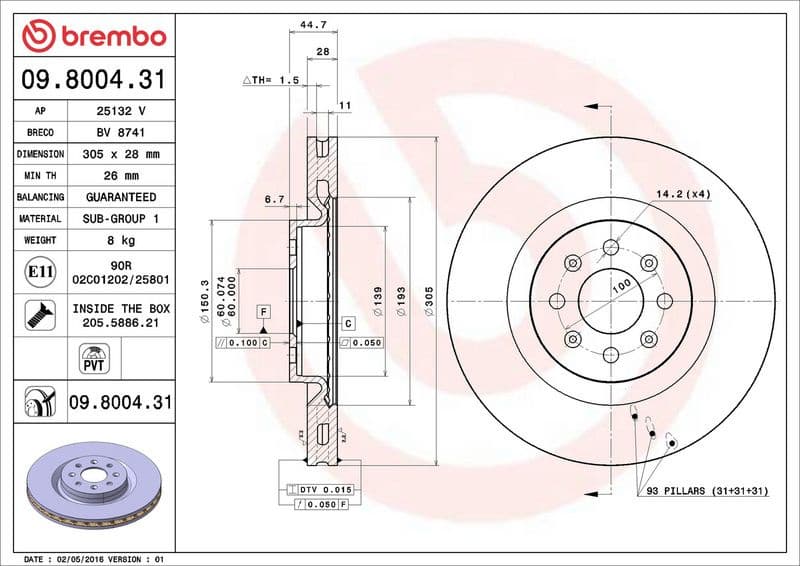 Brake Disc PRIME LINE - UV Coated 09.8004.31 - image 3