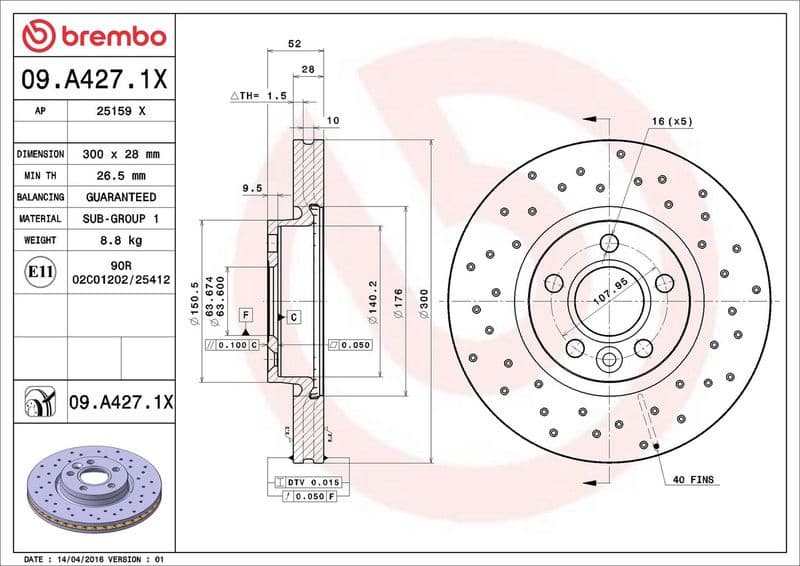 Brake Disc XTRA LINE - Xtra 09.A427.1X - image 3