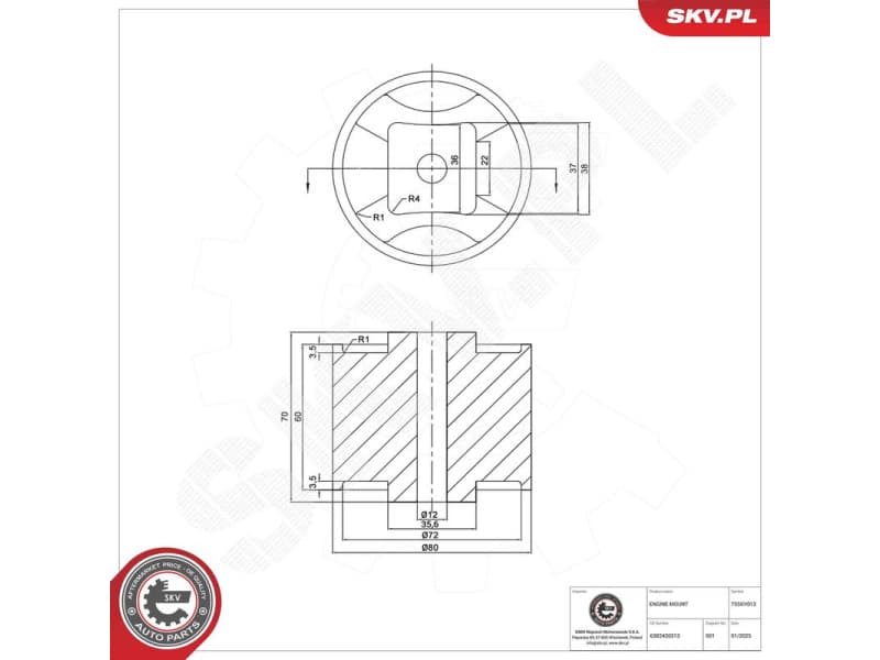 Mounting, engine 75SKV013