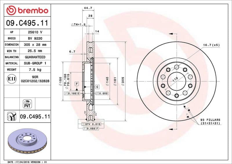 Brake Disc PRIME LINE - UV Coated 09.C495.11 - image 2