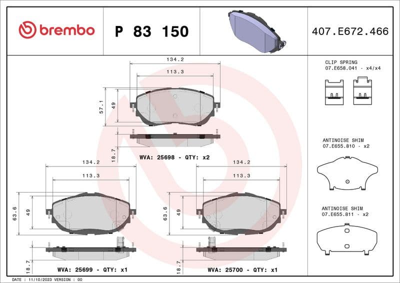 Brake pads front, Top Quality P83150 - image 3