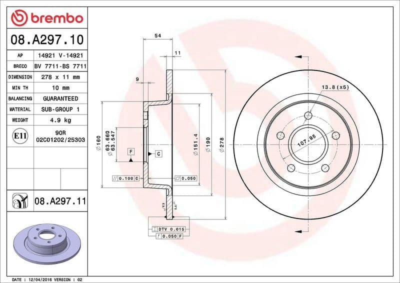 Brake Disc PRIME LINE - UV Coated 08.A297.11 - image 3