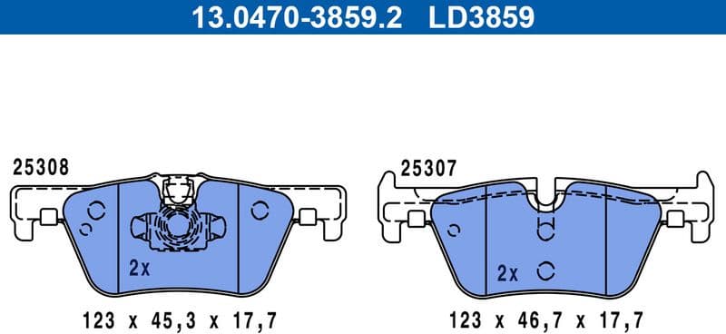 Brake Pad Set, disc brake ATE Ceramic 13.0470-3859.2 - image 2