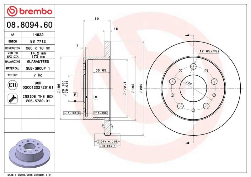 Brake discs kit rear, (2pcs), Top Quality 08.8094.60 - image 3