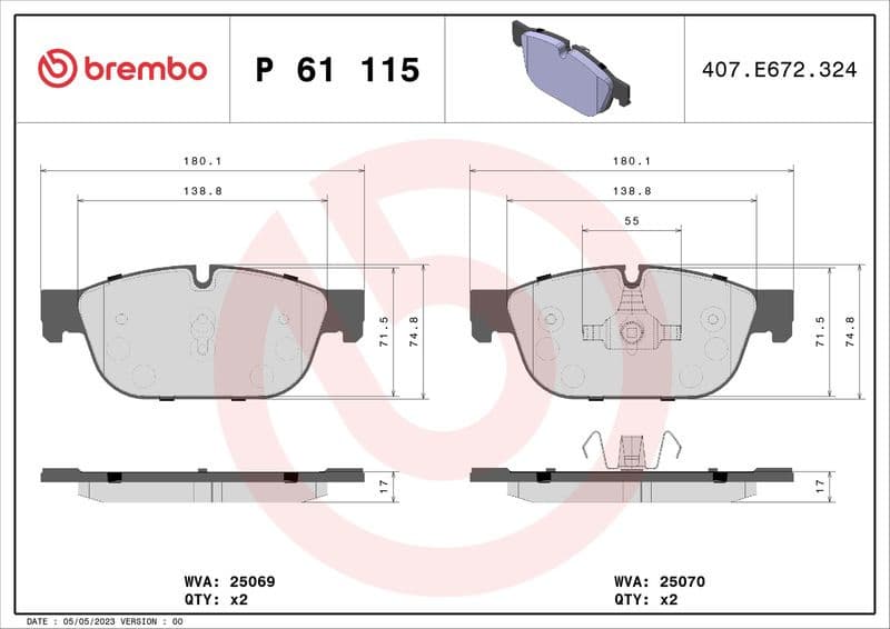 Brake Pad Set, disc brake XTRA LINE P 61 115X - image 2