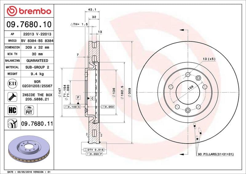 Brake Disc PRIME LINE - UV Coated 09.7680.11 - image 3