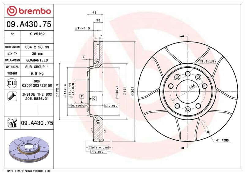 Brake Disc XTRA LINE - Max 09.A430.75 - image 3