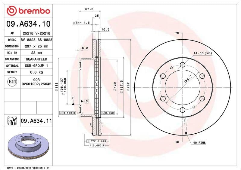 Brake Disc PRIME LINE - UV Coated 09.A634.11 - image 3