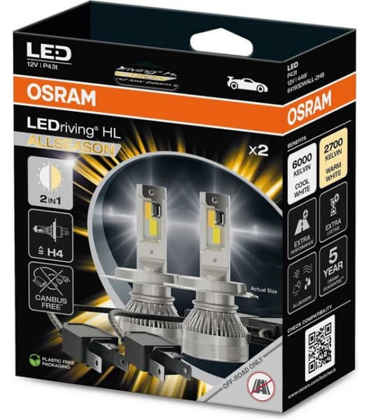 Bulb, front fog light LEDriving HL ALLSEASON H4 64193DWALL-2HB