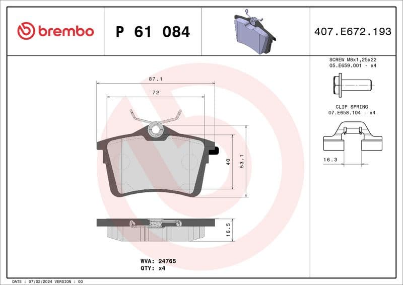 Brake pads rear, Top Quality P61084 - image 3