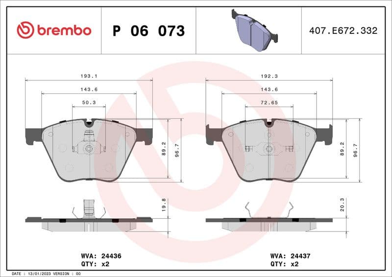 Brake pads front, Top Quality P06073 - image 3