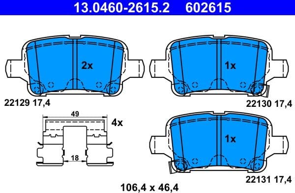 Brake Pad Set, disc brake 13.0460-2615.2 - image 2