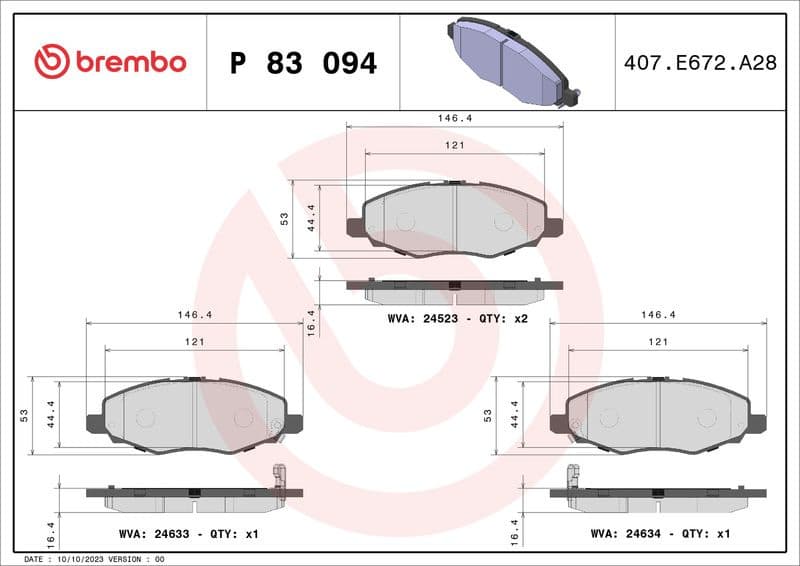 Brake Pad Set, disc brake PRIME LINE P83094 - image 3