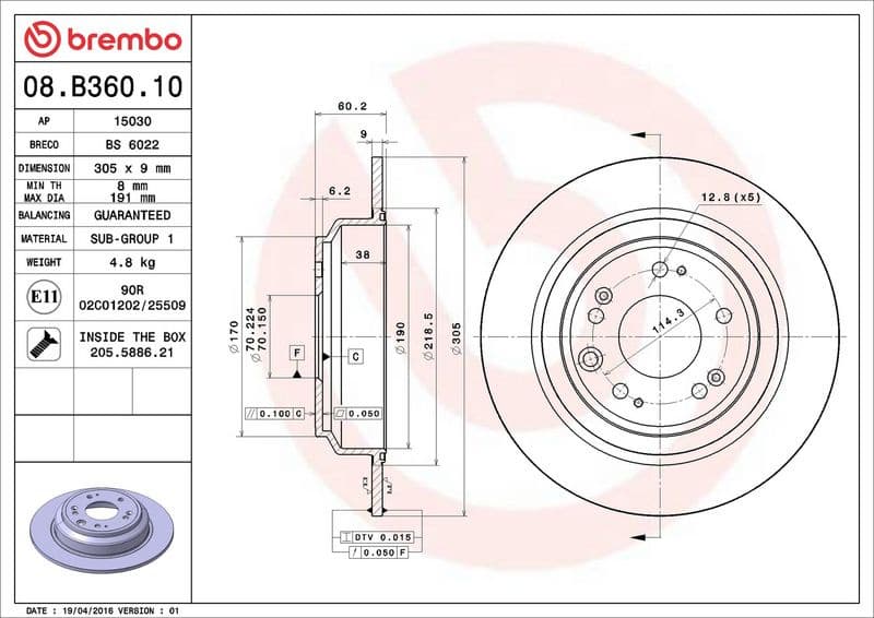 Brake discs kit rear, (2pcs), Top Quality 08.B360.10 - image 3