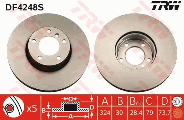 Brake disc, 1pcs FRONT, Top Quality DF4248S
