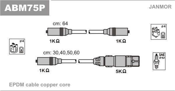 Ignition cable set ABM75P