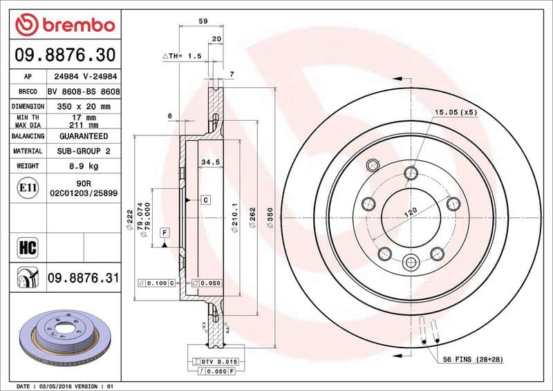 Brake Disc PRIME LINE - UV Coated 09.8876.31 - image 3